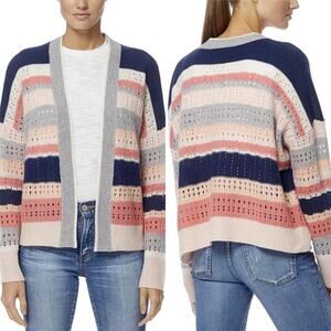 360 Cashmere striped‎ multi color sweater cardigan size small